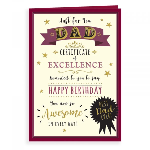 Birthday Card Dad, Certificate