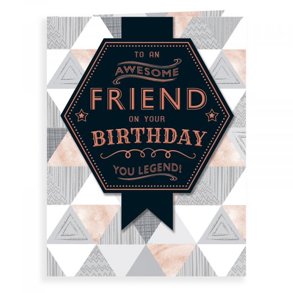 Birthday Card Friend, Text On Pattern