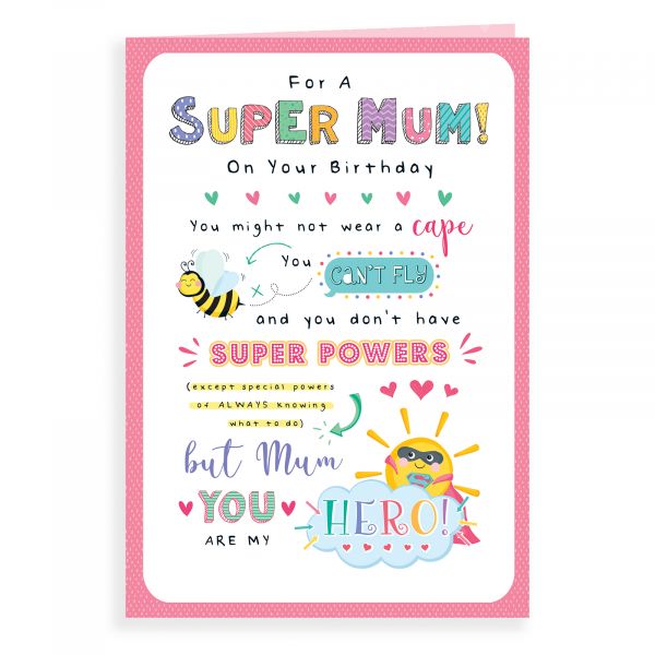 Birthday Card Mum, Super Mum Hero