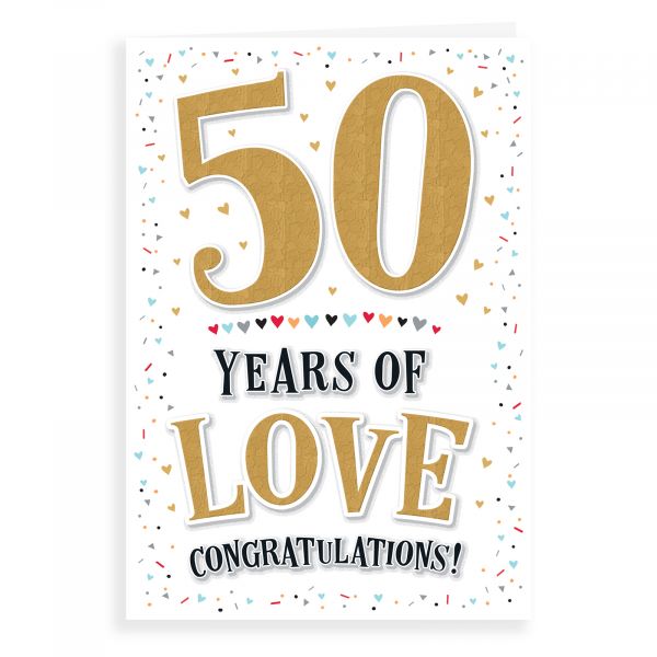 Anniversary Card Golden, 50 Years Of Love