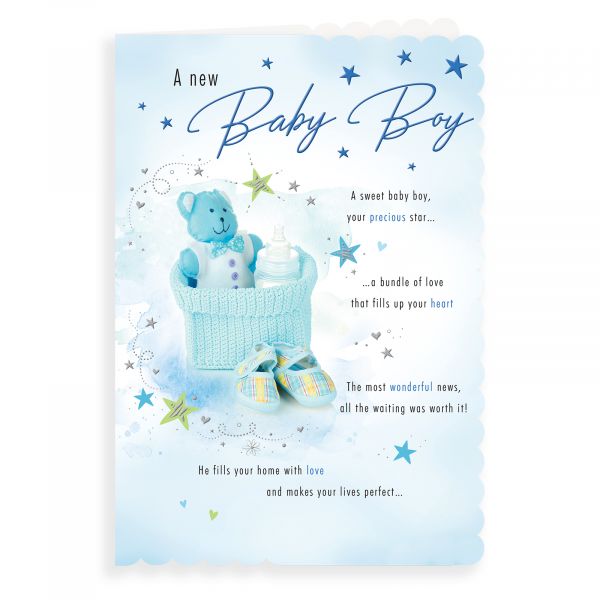 Baby Card Baby Boy, Teddy  