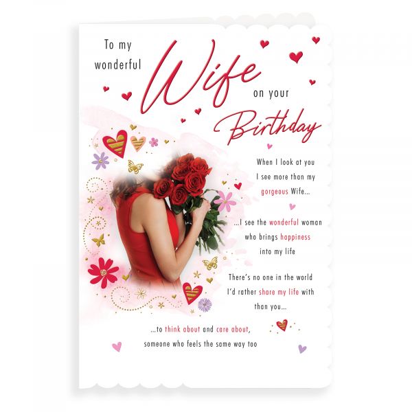 Birthday Card Wife, Lady With Roses