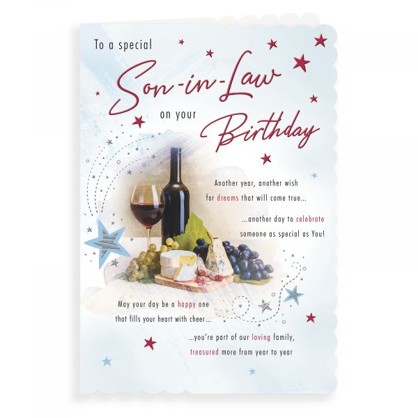 Birthday Card Son In Law, Wine & Cheese Board