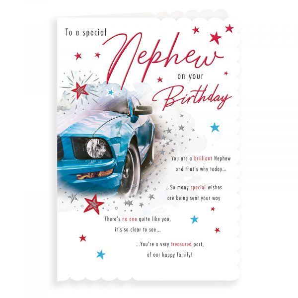 Birthday Card Nephew, Blue Sports Car