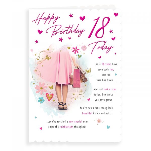 Birthday Card Age 18 F, Girl Shopping