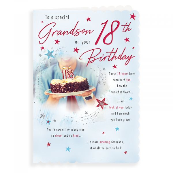 Birthday Card Age 18 Grandson, Cake & Candles