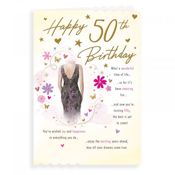 Birthday Card Age 50 F, Elegant Lady