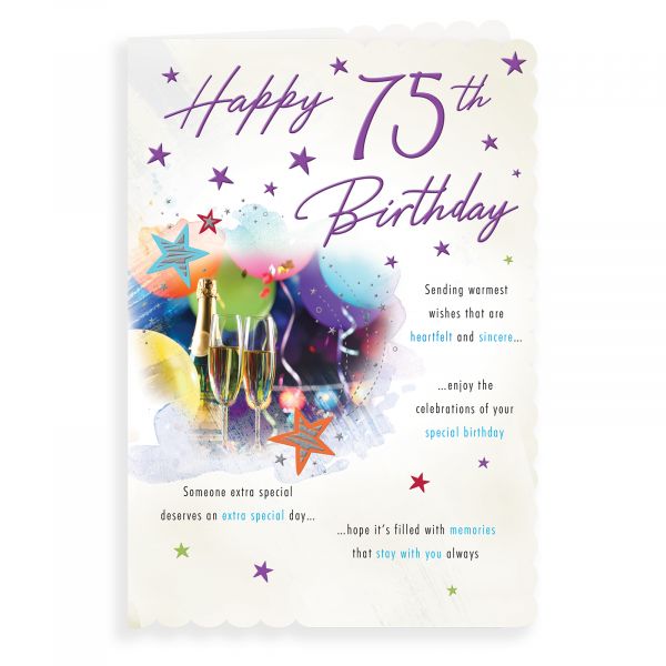Birthday Card Age 75, Champagne