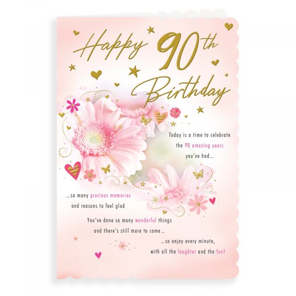 Birthday Card Age 90 F, Gerberas