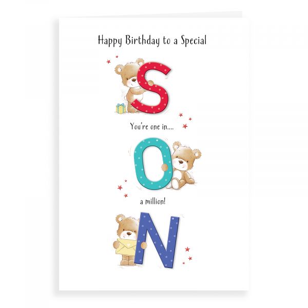 Birthday Card Son, Bears Behind Text