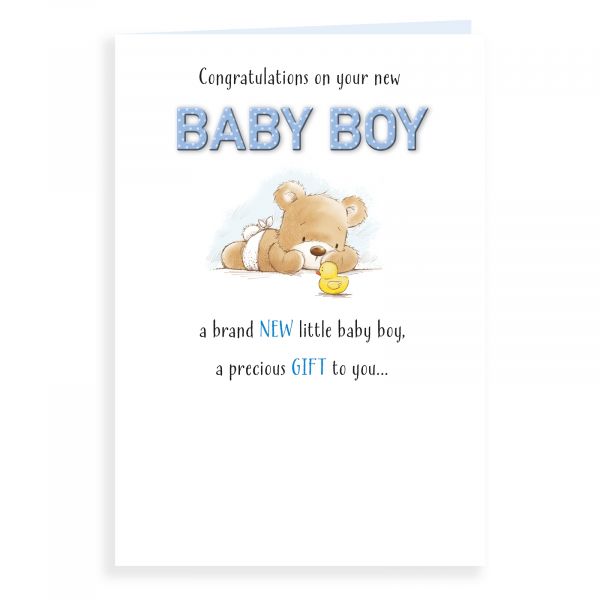 Baby Card Baby Boy, Bear And Duck