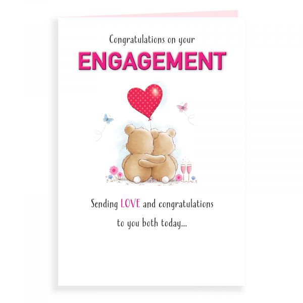 Engagement Card, Bear Couple Balloon