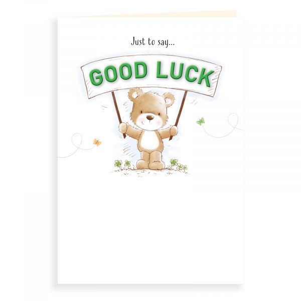Good Luck Card, Bear Holding Banner