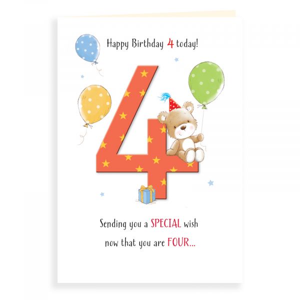 Birthday Card Age 4 , Bear On Four