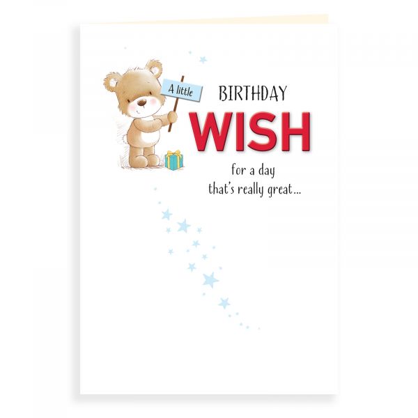 Birthday Card Open, Bear With A Little Wish