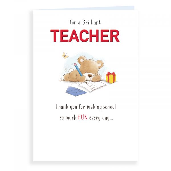 Thank You Card Teacher, Bear Writing