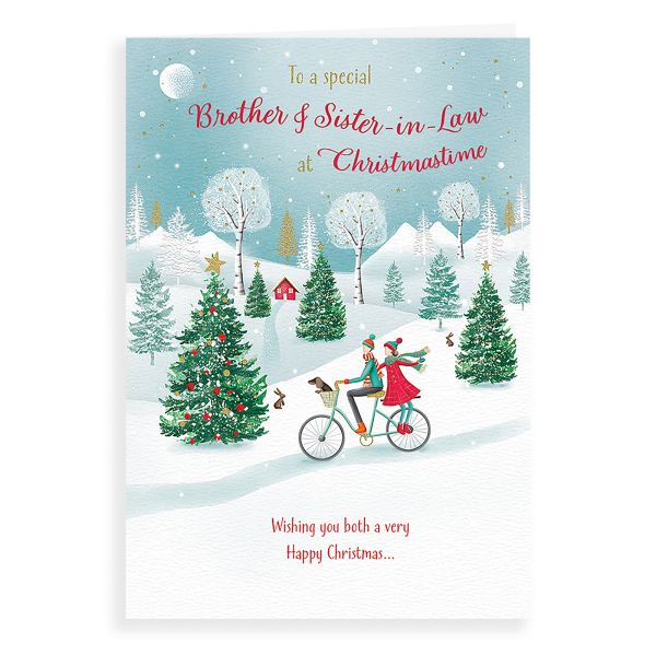 Christmas Card Brother & Sister In Law, Bike Couple