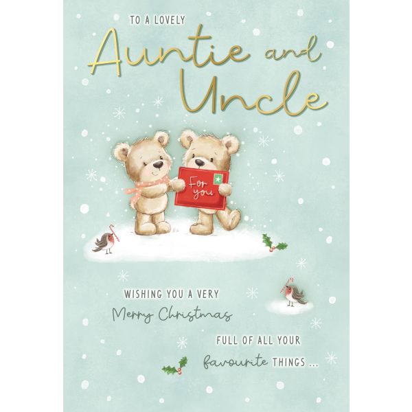 Christmas Card Auntie & Uncle, Candy Bears