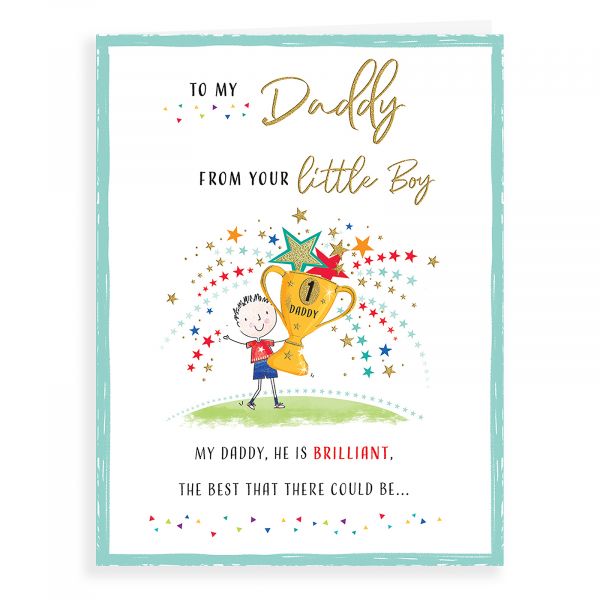 Father's Day Card Daddy From Boy, Bear With Trophy