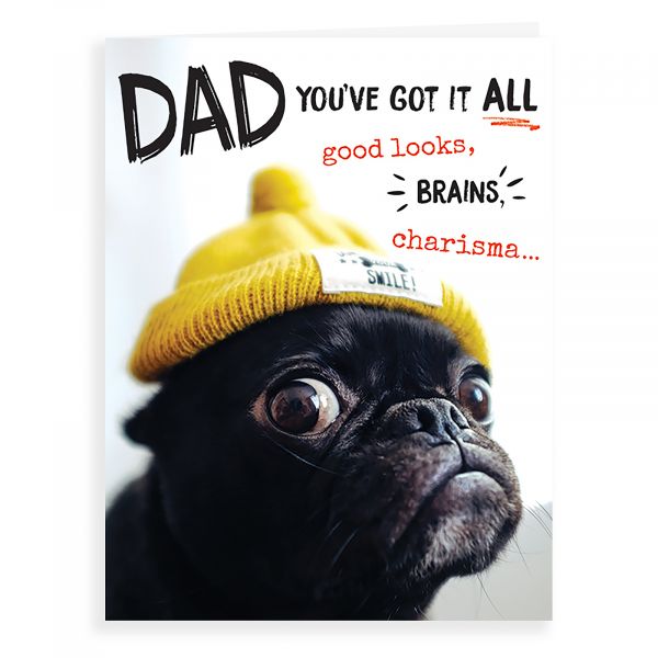 Father's Day Card Dad, Dog With Yellow Hat