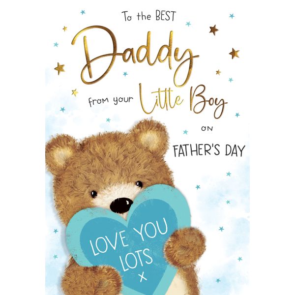 Father's Day Card Daddy From Boy, Heart Bear
