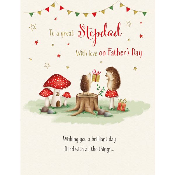 Father's Day Card Stepdad, Hedgehogs