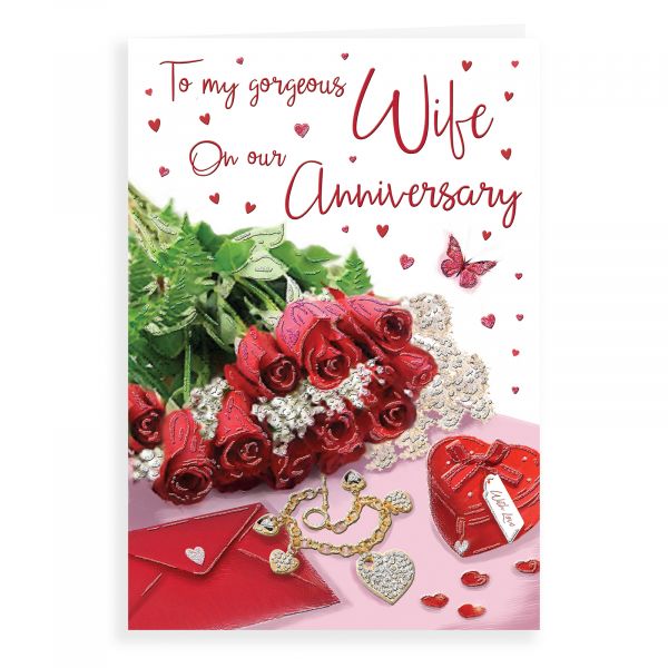 Anniversary Card Wife, Red Roses