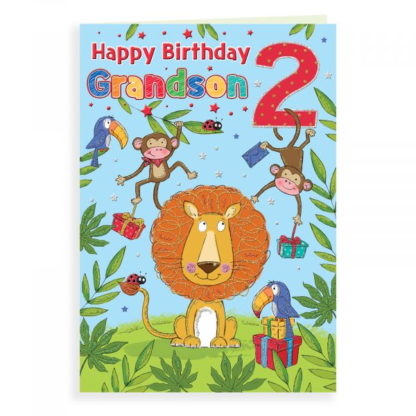 Birthday Card Age 2 Grandson, Lion