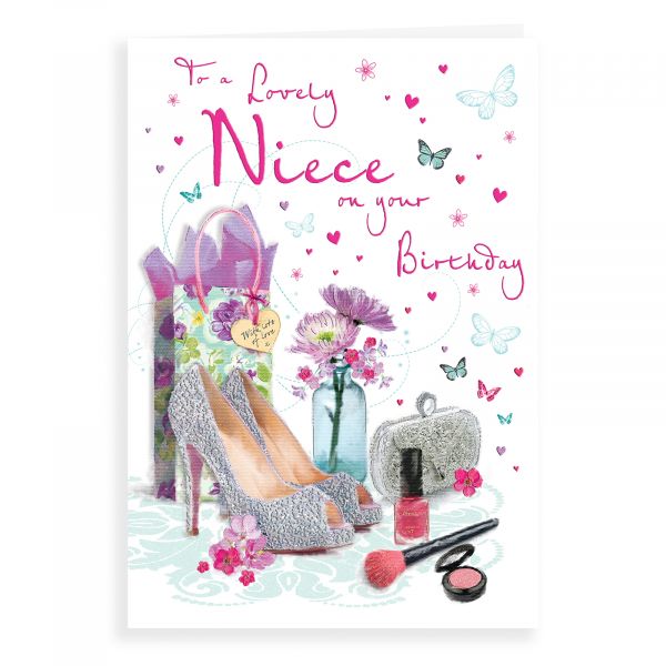 Birthday Card Niece, Shoes, Makeup