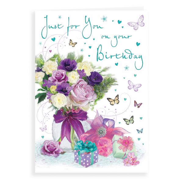 Birthday Card Open, Flowers, Presents 