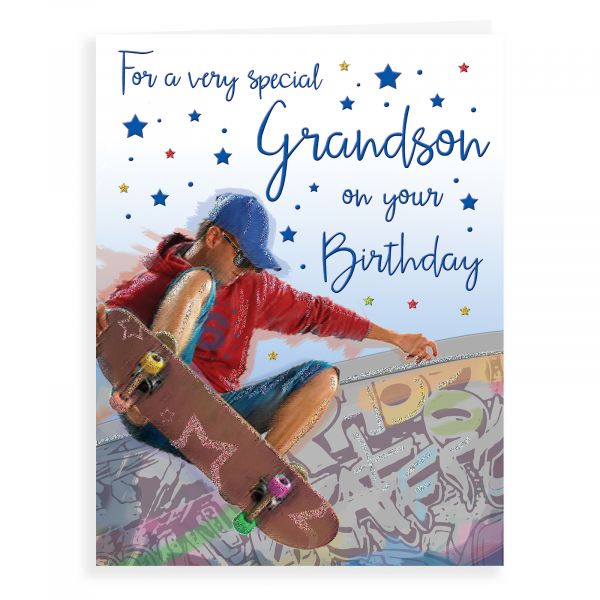 Birthday Card Grandson, Skateboarding