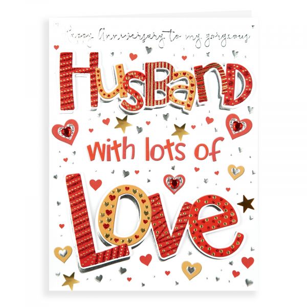 Anniversary Card Husband, Hearts