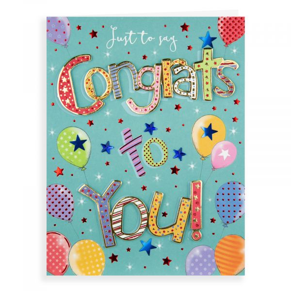 Congratulations Card, Balloons Pizzaz