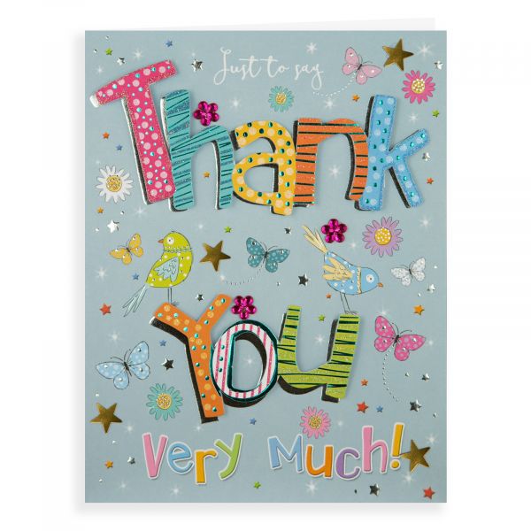 Thank You Card, Flowers & Birds