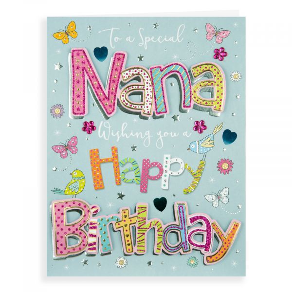 Birthday Card Nana,  Birds & Butterflies