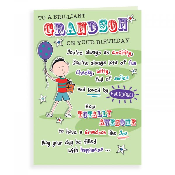 Birthday Card Grandson, Boy Balloon