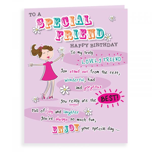 Birthday Card Friend, Girl Flower