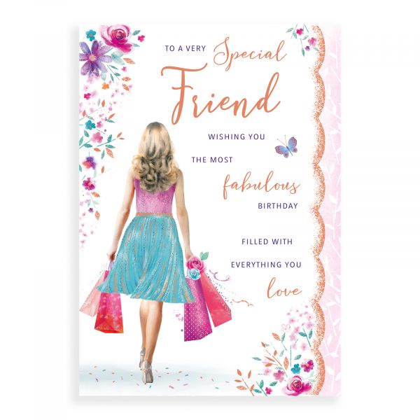 Birthday Card Friend, Girl Shpping Bags