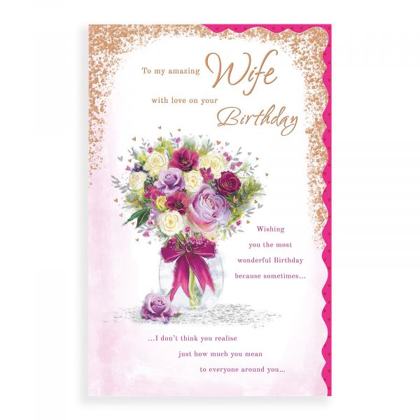 Birthday Card Wife, Flowers In Vase Truly Yours