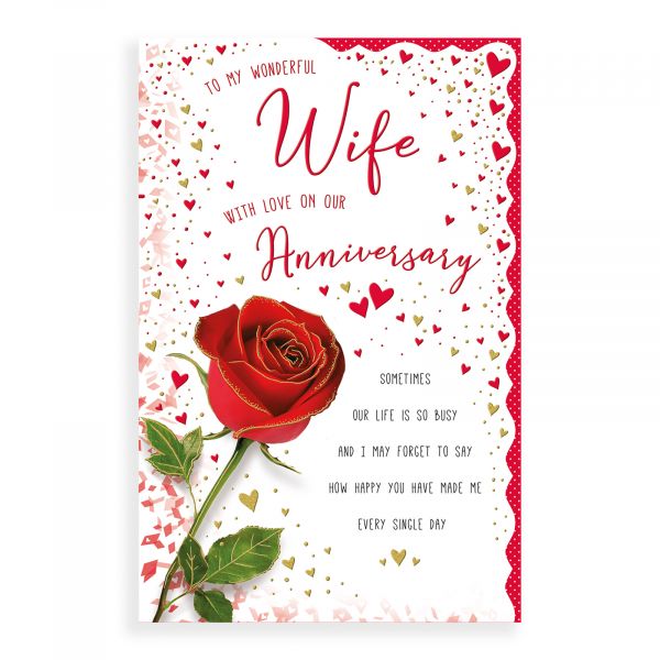 Anniversary Card Wife, Red Rose