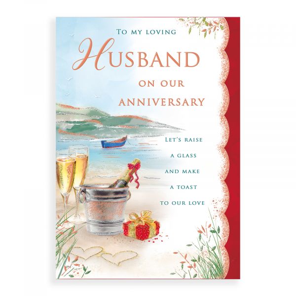 Anniversary Card Husband, Champagne