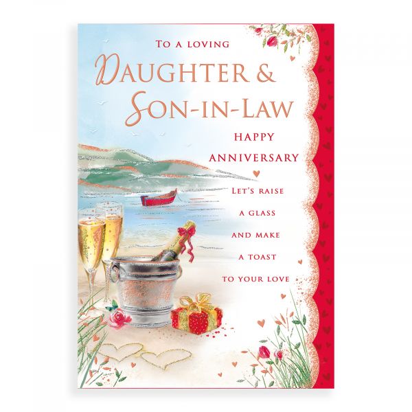 Anniversary Card Daughter & Son In Law, Champagne