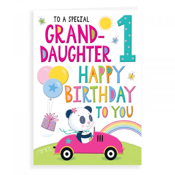 Birthday Card Age 1 Granddaughter, Panda In Car