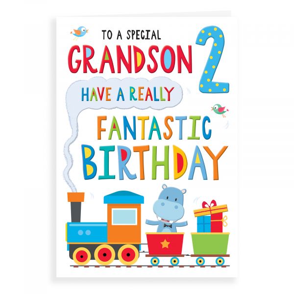 Birthday Card Age 2 Grandson, Hippo In Train