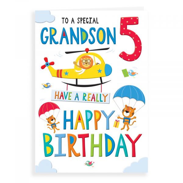 Birthday Card Age 5 Grandson, Helicopter 