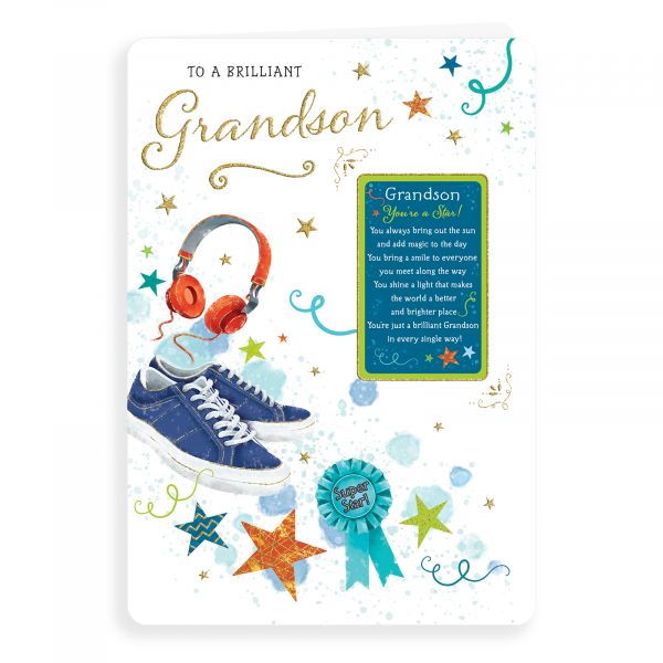 Birthday Card Grandson, Trainers Headphones