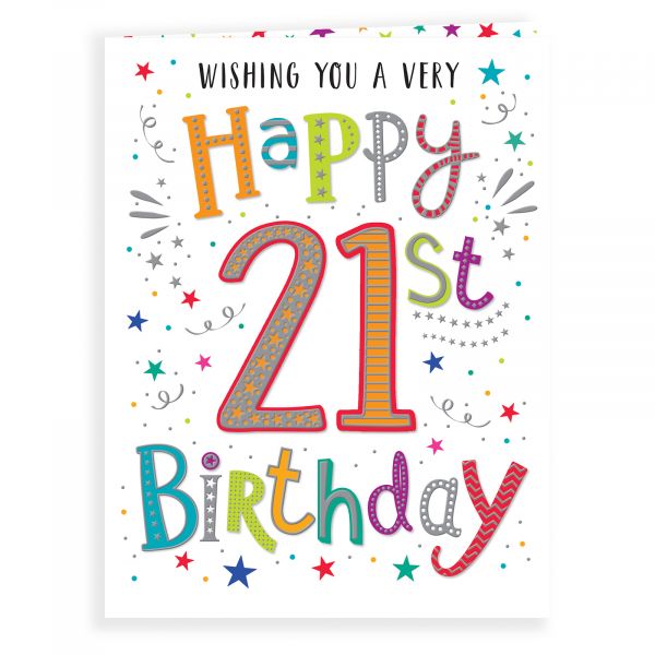 Birthday Card Age 21, Colourful Text