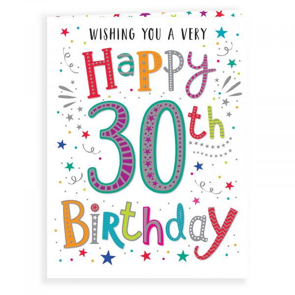 Birthday Card Age 30, Colourful Text