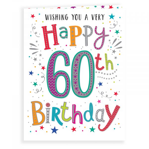 Birthday Card Age 60, Colourful Text
