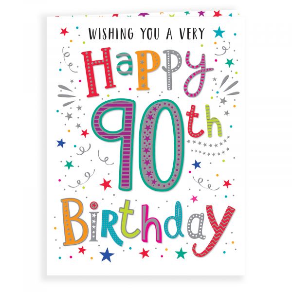 Birthday Card Age 90, Colourful Text